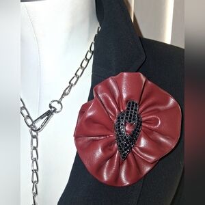 👔IT'S A SALE!! DEBONAIR Faux Leather TIE BROOCH👔